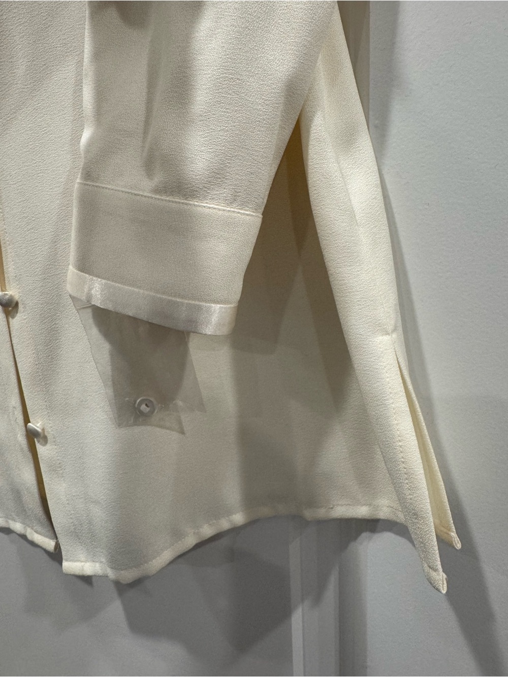Cream Satin-Trim Blouse - Picture 8 of 9